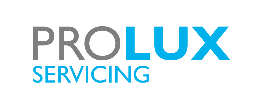 Prolux Servicing logo displayed in light blue and grey.