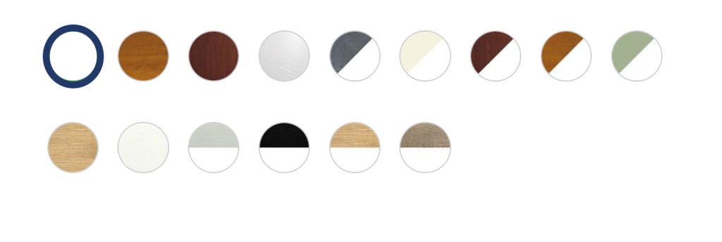 A grid of circular Prolux uPVC Casement and Flush frame colours, including wood tones, solid colors, and split shades in neutral and earthy hues.