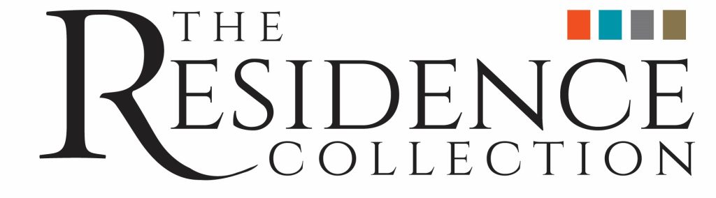 Logo for the Residence Collection displayed in black with small, red, teal, grey and brown squares on the top right of the logo.
